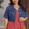 Plus-Size Women's Spring/Summer Outdoor Denim Cropped Jacket