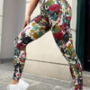 Printed Elastic Waist Butt Lift Tight Fitting Casual Leggings High Waist Sports Fitness Yoga Pants