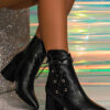 Rhinestone Pointed Toe Stiletto High Knee-High Boots Plus Size Shoes
