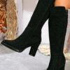 Rhinestone Pointed Toe Stiletto High Knee-High Boots Plus Size Shoes