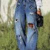 Ripped Wide Leg Denim Pants