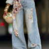 Rose Ripped Women's Denim Pants