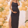 Sexy And Elegant Maternity Summer Split Chic Strap Tight Fitting Long Dress