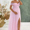 Sexy Off Shoulder Mesh Split Maternity Dress