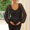 Sexy Sequin Lantern Sleeve Maternity Slim Dress