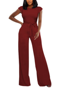 Sexy Solid Color Belted Women's Jumpsuit
