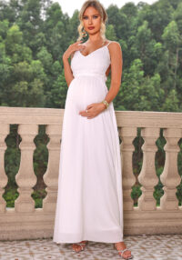 Solid Color Backless Maternity Dress