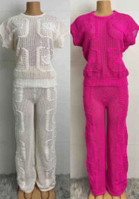 Solid Color Short-Sleeved Shirt And Trousers Two Piece Pants Set