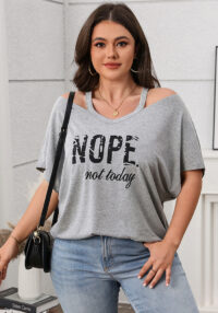 Spring Casual Plus Size Women's Short-Sleeve Off-Shoulder Top