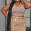 Spring Fall Plus Size Printed Casual Tank-Short Two-Piece Set