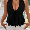 Spring Summer Plus Size Women's Sexy V-Neck Halter Neck Vest Slim Short Top