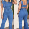 Spring Women's Ruffled Denim Jumpsuit