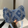Star Denim Trendy Casual Chain Crossbody Bag