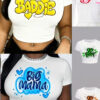 Street Multi-Color Letter Print Cropped Top T-Shirt