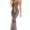 Summer Golden Sequins Straps Long Mermaid Evening Dress