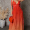 Summer Lace-Up Strap Low Back Sexy Gradient Color Long Dress