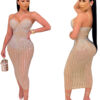 Summer Party Sexy Beaded Push Up Strap Midi Dress