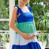 Summer Patchwork Strap Bow Maternity Dress