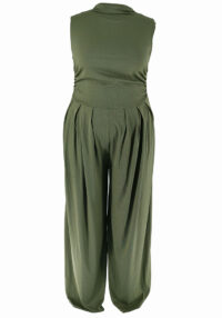 Summer Plus Size Women's Sleeveless High Waist Slim Wide Leg Jumpsuit