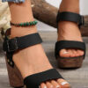 Summer Women Shoes One-Strap Peep-Toe Belt Buckle High Heel Casual Sandals