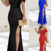 Summer Women's Strappy Sexy Slim Waist Slit Evening Dress