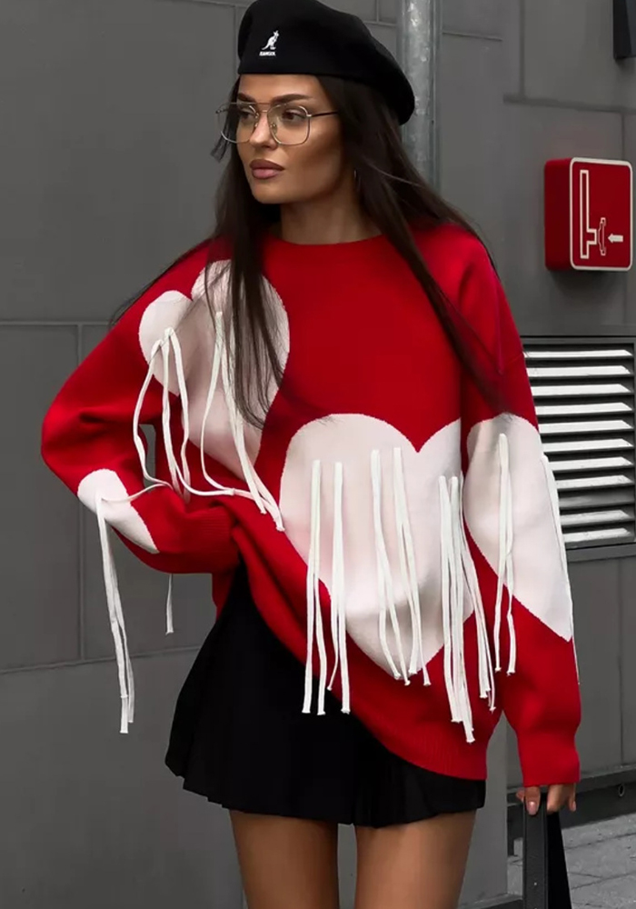 Trendy Print Lace Trim Round Neck Top