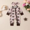 Wholesale 0-12M Baby Girls Rugby Bow Zipper Newborn Jum