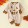 Wholesale 0-12M Baby Halloween Spooky Pumpkin Emoji Lon