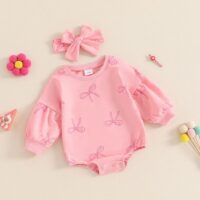 Wholesale 0-18M Baby Bow Print Long Bubble Sleeve Bodys