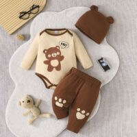 Wholesale 0-18M Baby Cartoon Bear Bodysuit And Pants &