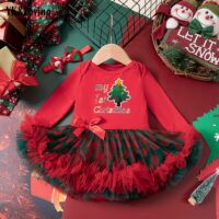 Wholesale 0-18M Baby Girls Christmas Long Sleeve Bodysu