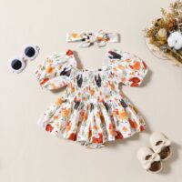 Wholesale 0-18M Baby Girls Farm Rooster Bodysuit Dress