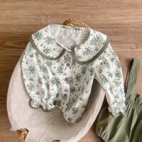 Wholesale 0-18M Baby Girls Floral Doll Collar Long Slee