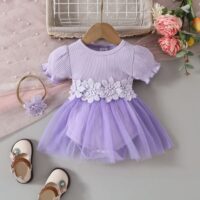 Wholesale 0-18M Baby Girls Lantern Short Sleeve Mesh Sk