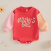 Wholesale 0-18M Baby Girls Letter Print Contrast Patchw