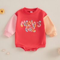 Wholesale 0-18M Baby Girls Letter Print Contrast Patchw