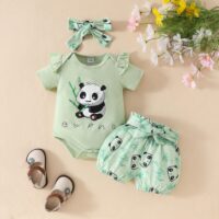Wholesale 0-18M Baby Girls Panda Letter Short-Sleeved B
