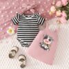 Wholesale 0-18M Baby Girls Short-Sleeved Striped TBodys