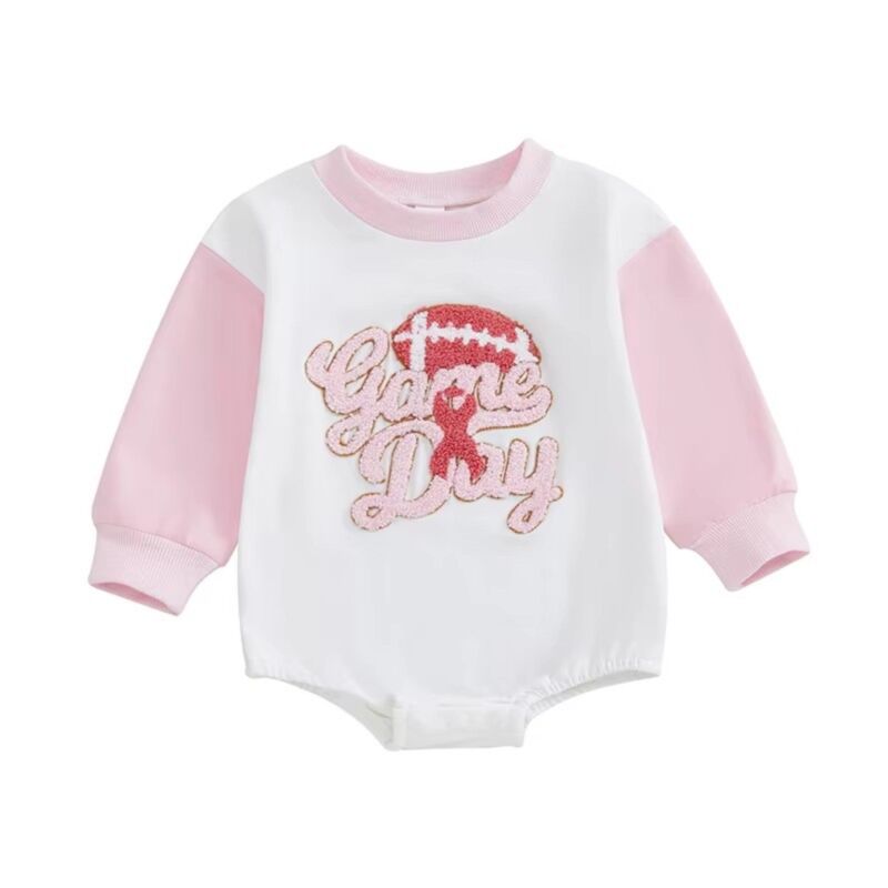Wholesale 0-18M Baby Letter Embroidery Contrast Long Sl