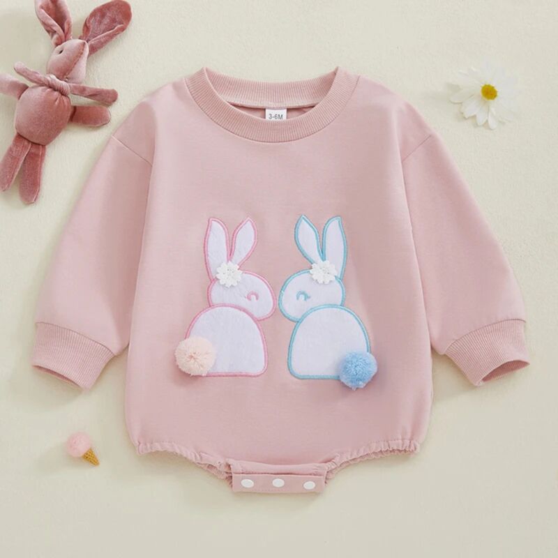 Wholesale 0-18M Baby Rabbit Embroidery Long Sleeve Body