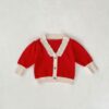 Wholesale 0-18M Baby Red Knitted Sweater Cardigan V-Nec