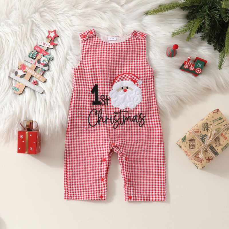 Wholesale 0-18M Baby Santa Claus Sleeveless Lattice Jum