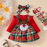Wholesale 0-18M Christmas Baby Christmas Elk Plaid Body