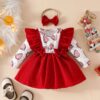 Wholesale 0-18M Christmas Baby Long Sleeve Ruffle Cordu