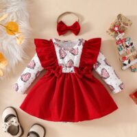 Wholesale 0-18M Christmas Baby Long Sleeve Ruffle Cordu