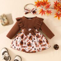 Wholesale 0-18M Thanksgiving Turkey Pit Stripe Long Sle