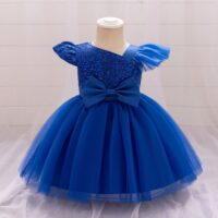 Wholesale 12M-3Y Baby Girls Bow Flutter Sleeve Sequins