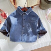 Wholesale 12M-5Y Toddler Fleece Denim Shirts For Boys W