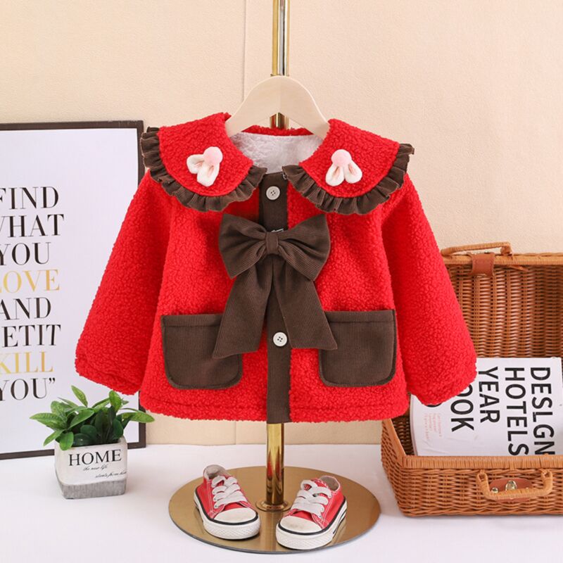 Wholesale 12M-5Y Toddler Girls Bow Lapel Jackets & Coat