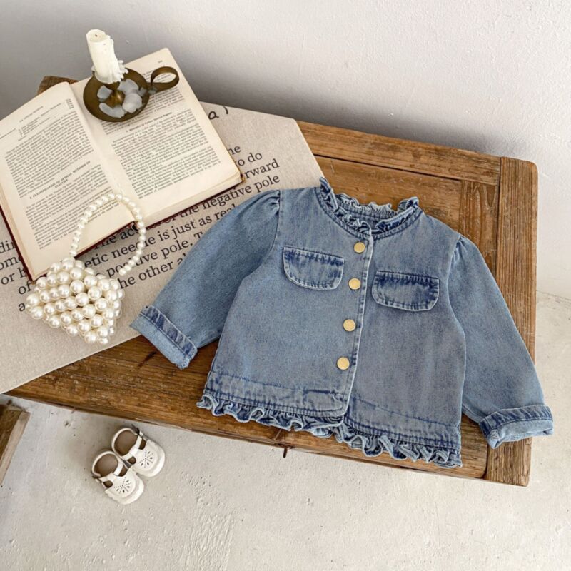Wholesale 12M-6Y Toddler Girls Agaric Edge Button Denim
